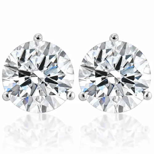 Certified 6 Ct tw 14k White Gold Lab Grown Round-Cut Diamond Martini Studs