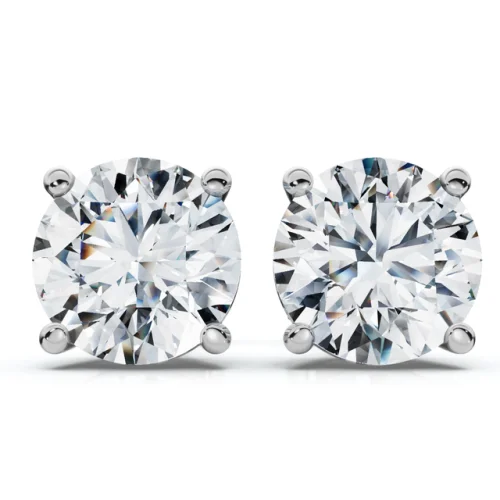 1 - 6Ct TW Round Diamond Push Studs 14k Gold Earrings Lab Grown (FG/VS)