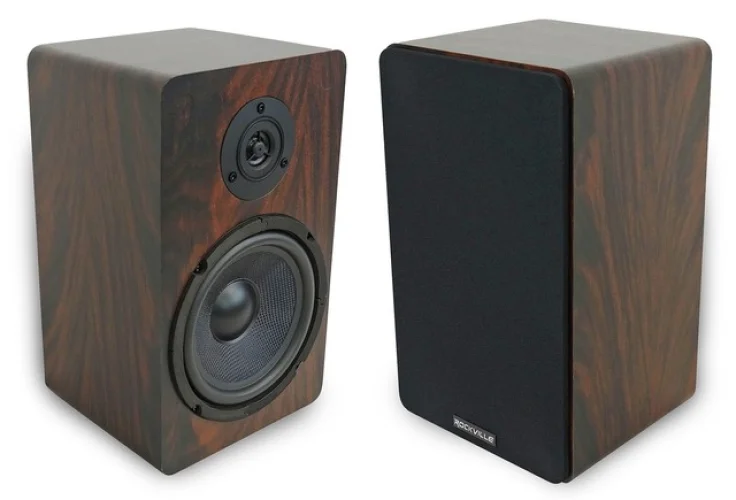 Pair Rockville RockShelf 68D 400w Dark Wood 6.5" Home Theater Bookshelf Speakers