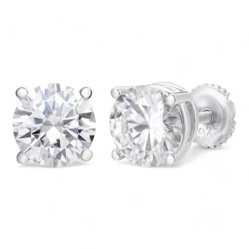 Real Moissanite Stud Earrings 925 Silver Hip Hop Style for Men and Ladies Single or Pair Iced