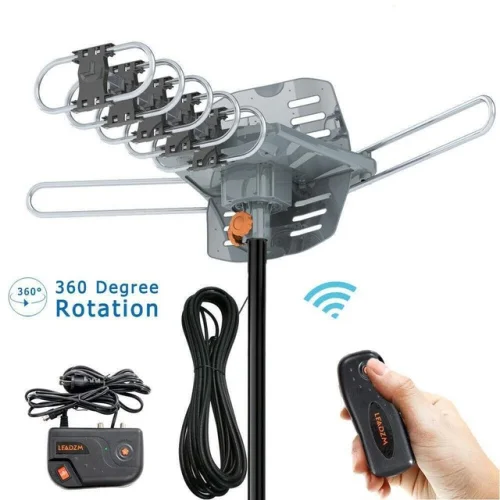 990 Mile Outdoor TV Antenna Motorized Amplified HDTV 1080P 4K 36dB 360&deg; Rotation