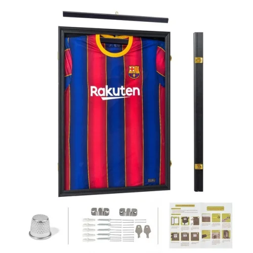 Pro UV Jersey Display Frame Case Shadow Box Lockable with Hanger for Football Sports Memorabilia