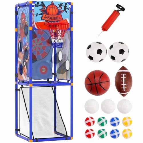Bruce&Shark 5-in-1 Multi-Sport Toss Game Set for Football, Baseball, Basketball, Soccer, and Darts
