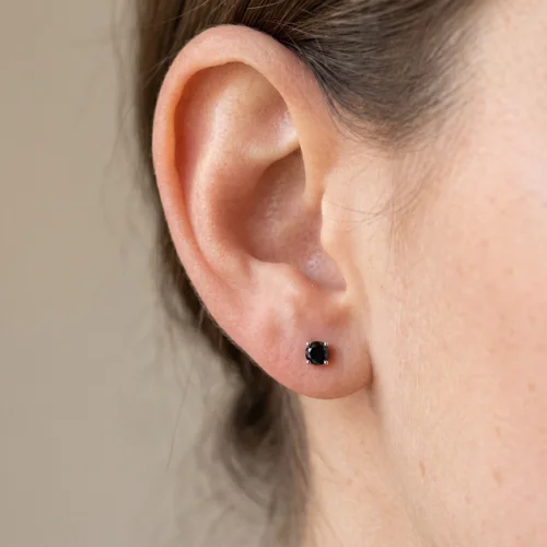 .20Ct Round Brilliant Cut Heat Treated Black Diamond Stud Earrings in 14K Gold