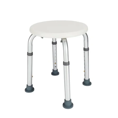 Adjustable Medical Shower Chair Bath Tub Seat Bench Stool with Round Seat in White