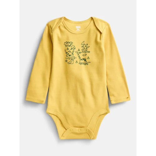 Wonder Nation Baby Boys' Graphic Cotton Bodysuit with Long Sleeves, Available in Sizes 0M-24M