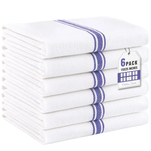 6-Pack decorUhome Kitchen Towels, 15x25-Inch 100% Pure Cotton Dish Towels, Navy Blue