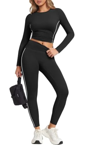 Workout Sets for Women Fitness Clothing 2 Piece Sets Yoga Pants Black L