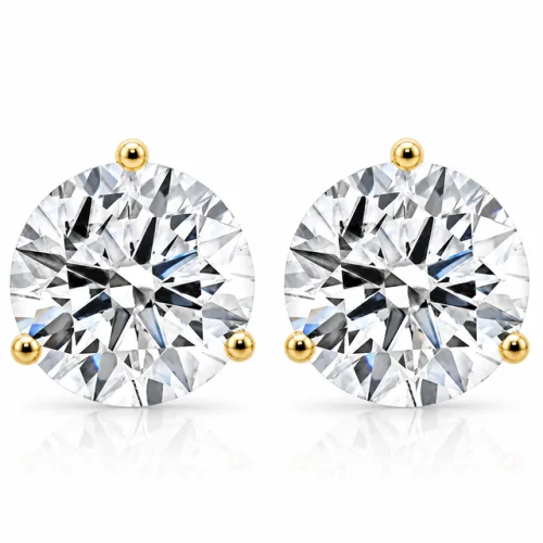Certified 8 Ct tw 14k Yellow Gold Lab Grown Round-Cut Diamond Martini Studs