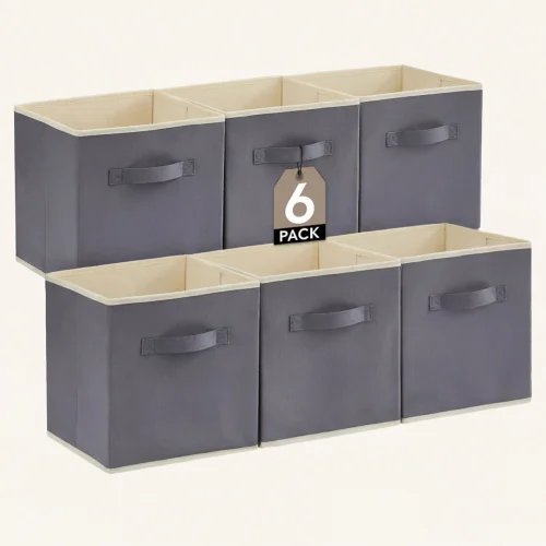 6-Pack Norcho Foldable Fabric Storage Cubes with Handles, Decorative Closet & Shelf Bins, 11 Inch