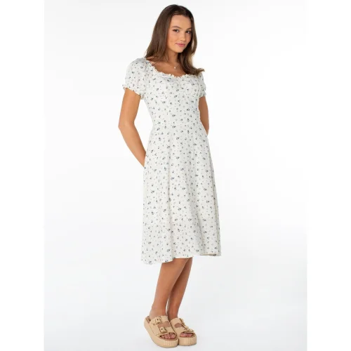 Celebrity Pink Women's and Women's Plus Puff Sleeve Midi Dress, Available in Sizes XS through 4X