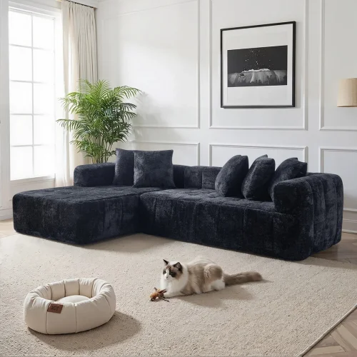 LLappuil 108" Modular Sectional Sofa with Right Chaise, Boneless Chenille Cloud Couch for Living Room