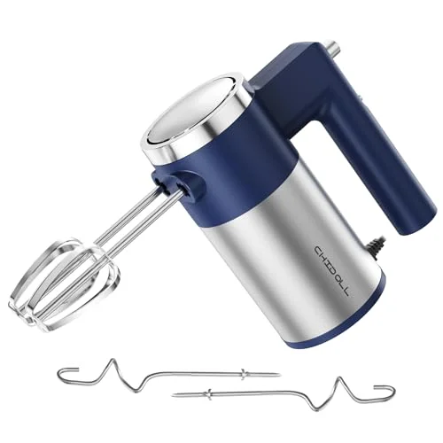 CHIDOLL 600W Hand Mixer, 5-Speed Electric Hand Held Mixer with 2 Stainless Steel Beaters & Hooks
