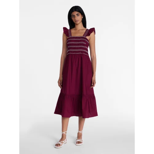 Time and Tru Women's and Women's Plus Sleeveless Smocked Cotton Midi Dress, Sizes XS-4X