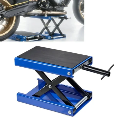 1100 LB Wide Deck Motorcycle Center Scissor Lift Jack Hoist Stand for Bikes in Blue