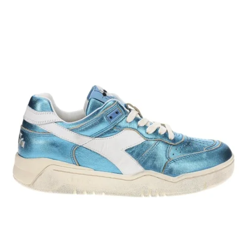 diadora B.560 Metallic Lace Up Womens Blue Sneakers Casual Shoes 181320-65034