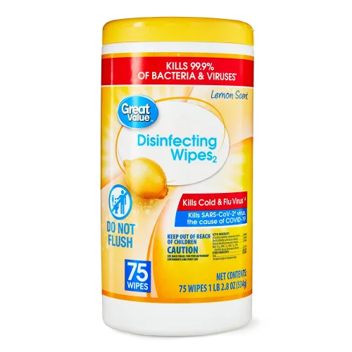 Great Value Disinfecting Wipes, Lemon Scent, 75 Count