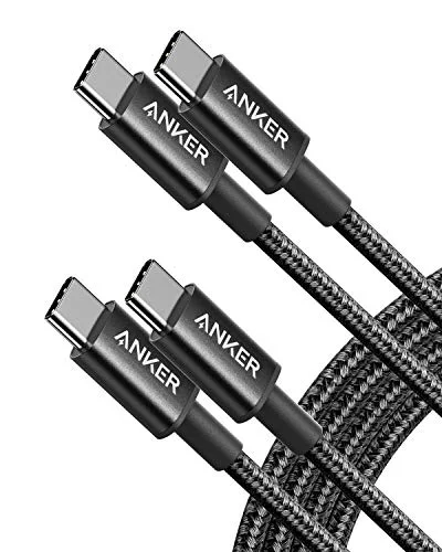 2-Pack Anker USB C to USB C Cable, 60W Fast Charging Cable, 6 ft, Durable Nylon Exterior, Black