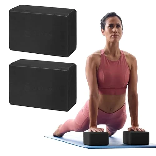 2 Pack Gaiam Yoga Blocks - Supportive Latex-Free EVA Foam with Non-Slip Surface and Beveled Edges