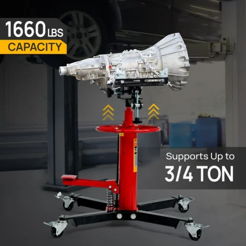 1660 LBS Hydraulic Transmission Jack with 360 Degree Swivel Wheel Lift Hoist in Red