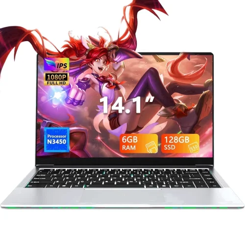 14.1" Laptop Computer, 6GB RAM, 128GB SSD, Intel N3450 Processor, HD Display, Windows 11 Pro