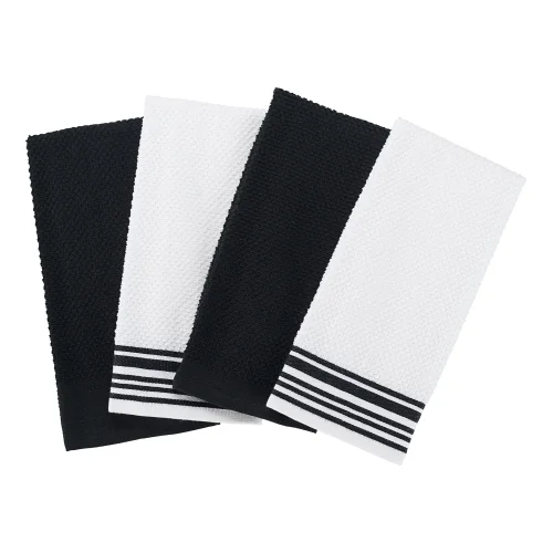Mainstays 4-Pack 16 in x 26 in Woven Kitchen Towel Set, Black