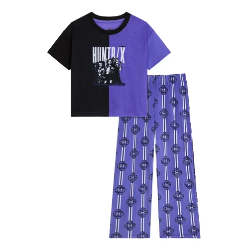 Kpop Demon Hunters Girls Short Sleeve Sleep Top and Pants Pajama Set, 2-Piece, Sizes 6-12