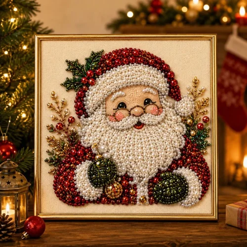 Christmas Diamond Art Kit for Adults and Beginners, Santa Design DIY Pearl Art Wall Decor