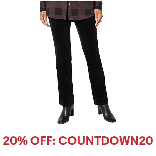 Belle by Kim Gravel Women's TripleLuxe Corduroy Boot Cut Pant in Black