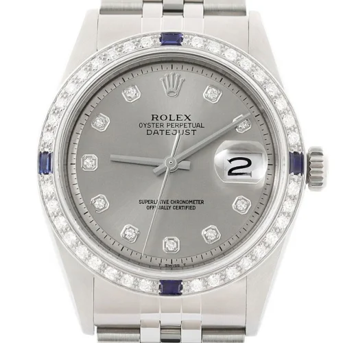 Rolex Datejust Gray Diamond Sapphire 18K Gold & Stainless Steel Jubilee Band Watch Model 1601
