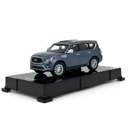 1:64 Scale INFINITI QX80 2020 Blue Diecast Model Car Kids Gift Toy+Acrylic Case