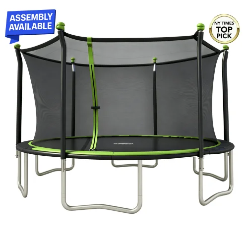Sportspower BouncePro 14ft Trampoline Meets ASTM Safety Standards, Heavy-Duty Rust-Resistant Steel Frame, UV-Resistant Jump Mat & Safety Net