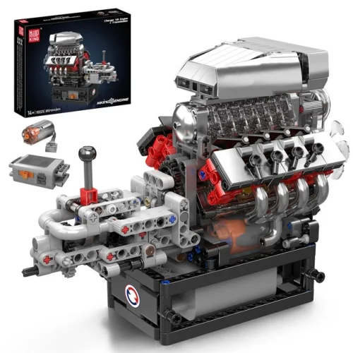 Mould King 10225 V8 Engine Motor That Runs Building Block Toy STEM Construction Set