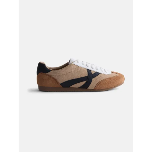 Scenario Women's Lace Up Low Profile Sneakers with Faux Suede Design and Memory Foam Insole