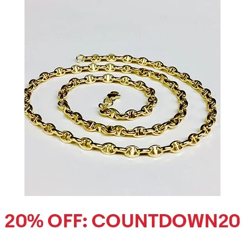 14k Yellow Gold Mens Anchor Mariner Chain Necklace 4.5MM 12 Grams 24 Inches