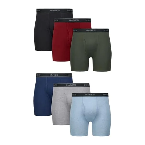 6-Pack Hanes Men's Boxer Brief Underwear, Cool DRI Moisture-Wicking Underwear with Comfort Flex