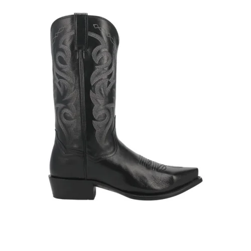 Dan Post Boots Milwaukee Embroidered Pull On Snip Toe Cowboy Mens Black Casual Boots