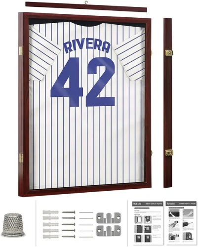 Jersey Display Frame Case Lockable, Large Sport Jersey Shadow Box with 98% UV Protection