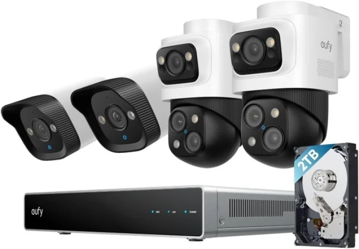 eufy PoE NVR Security System S4 with 2 Bullet-PTZ Cameras, 2 Bullet Cameras, 16CH, and 2TB HDD