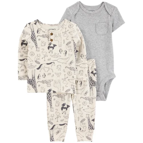 Carter's Child of Mine 3-Piece Baby Boy Outfit Set, Available in Sizes Newborn to 12 Months