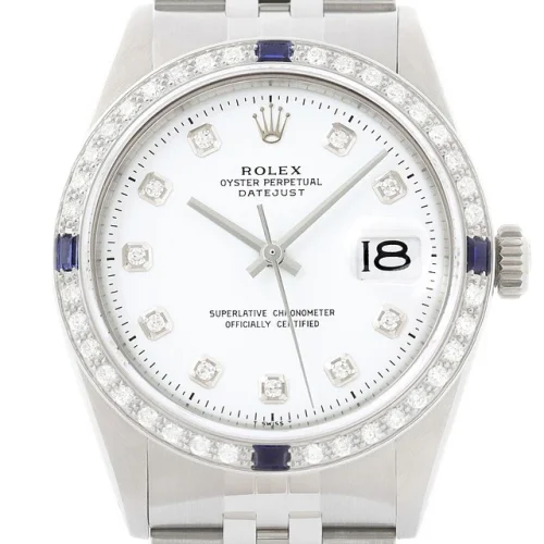 Rolex Datejust White Diamond Dial 18K Gold & SS Jubilee Band Watch 1601