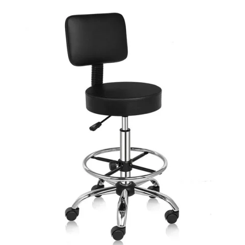 Rolling Garage Stool with Thick Cushion and Backrest for Mechanic Workshop Use