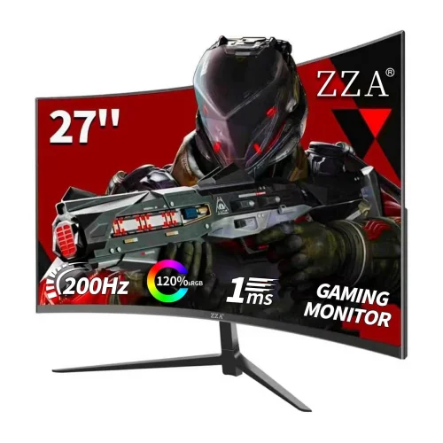 ZZA 27 inch Curved Monitor 200hz, PC Computer Gaming Monitor FHD 1080P, 1800R, Frameless, Home Office Movies