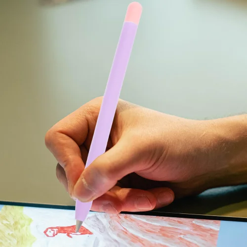 ETHZZLE Silicone Stylus Pen Sleeve in Lavender, Compatible with Apple Pencil 2, Protective Cover