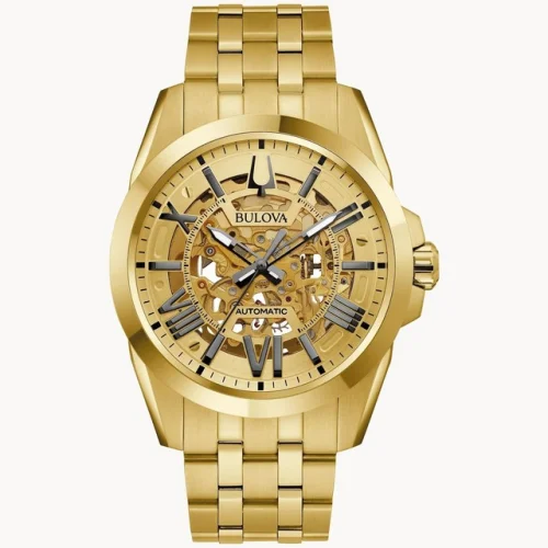 Bulova Sutton Classic Automatic Men's Gold Stainless Steel Watch 43 MM 97A162