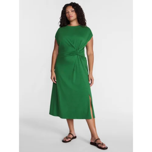 Terra & Sky Women's Plus Ruched Front Maxi Dress with Short Sleeves, Available in Sizes 0X to 5X
