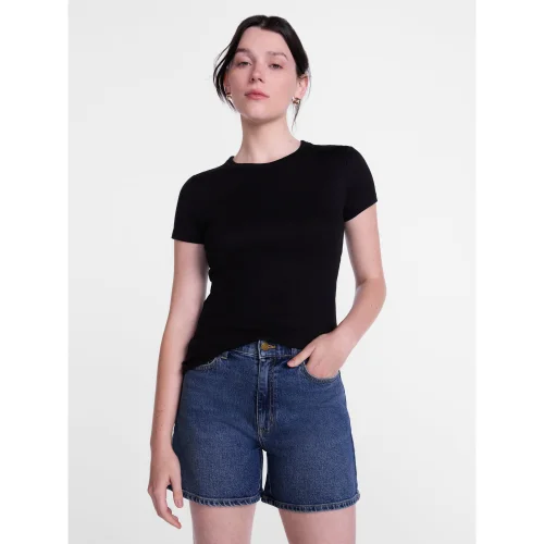 Scenario Women's Rib Tee with Short Sleeves, Available in Sizes XS through XXXL