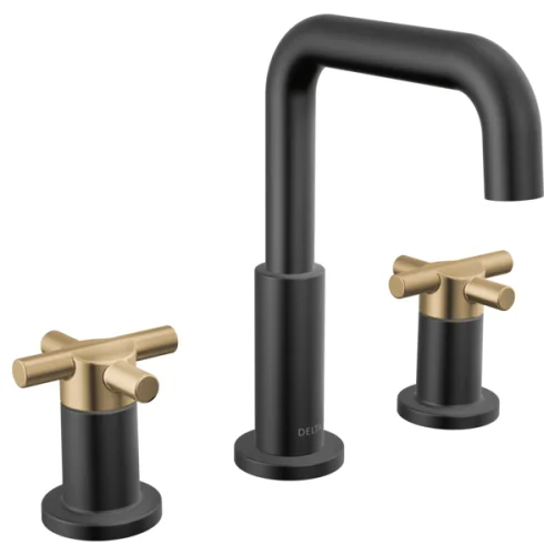Delta Nicoli Widespread Lavatory Faucet in Black and Champagne Bronze - Certified Refurbished
