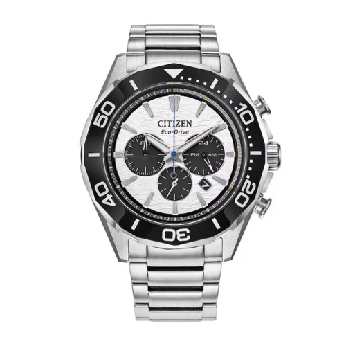 Citizen Men's Endeavor Chronograph Date Silver Eco-Drive Watch 43MM CA4730-59A