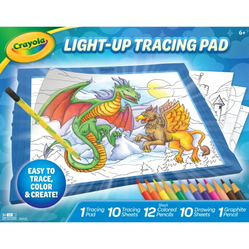 Crayola Light-Up Tracing Pad in Blue with Colored Pencils for Kids and Artists Art Supplies